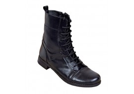 Ghete dama casual, din piele naturala, fermoar, imblanite, Negru ROV217N